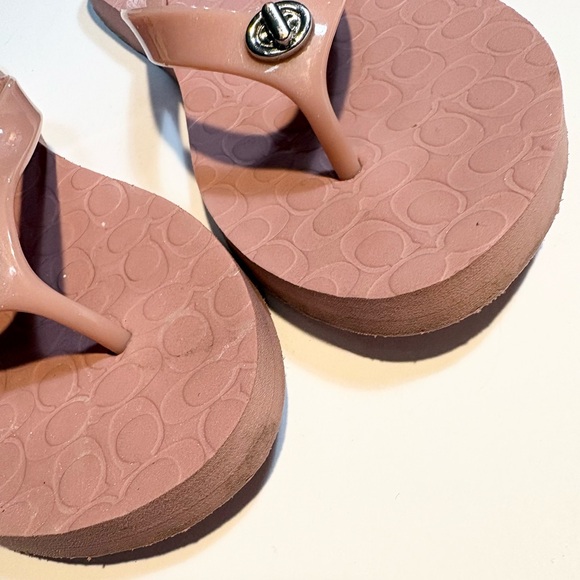 Coach Pink Logo-Embossed Flip Flop Sandals - Picture 5 of 10